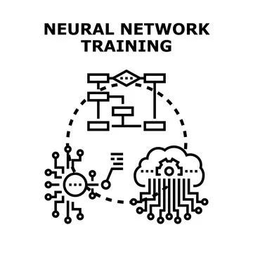 Neural network training process in artificial intelligence 스톡 일러스트