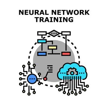 Neural network training process in artificial intelligence Stockillustratie