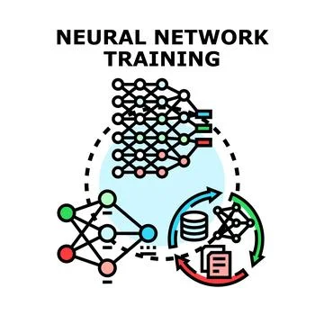 Neural network training process with artificial intelligence learning イラスト素材