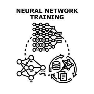 Neural network training process with artificial intelligence learning Stock Illustration