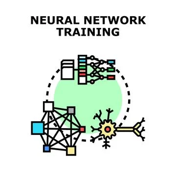 Neural network training process connecting data and artificial intelligence 스톡 일러스트