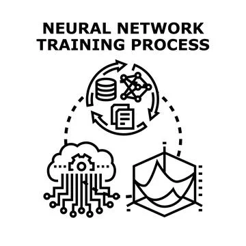 Neural network training process with data and cloud computing 스톡 일러스트