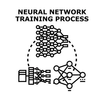 Neural network training process developing artificial intelligence Stock Illustration
