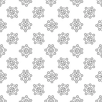 Neural Network vector concept minimal line seamless pattern Illustrazione stock