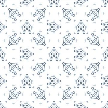 Neural Network vector Future Technology outline seamless pattern Illustrazione stock