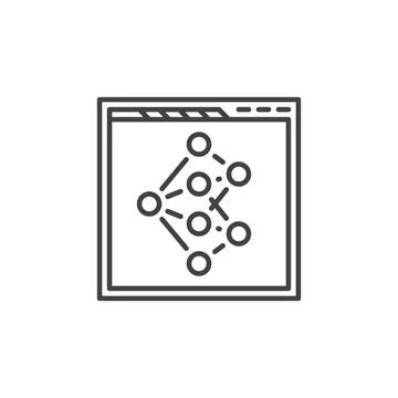 Neural Network in Web Browser vector concept line icon Stock Illustration