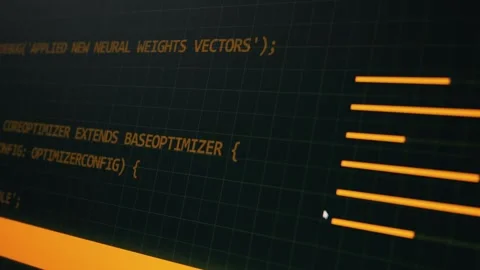 Neural Network Weight Displaying on Computer Screen Coding Interface Stock Footage 334733055