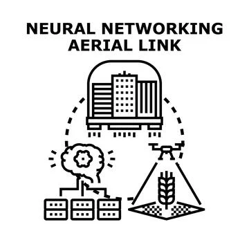 Neural networking aerial link for smart agriculture Stock Illustration