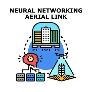 Neural networking aerial link for smart agriculture Stock Illustration