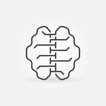 Neural Networks in Brain vector concept outline simple icon Stock Illustration