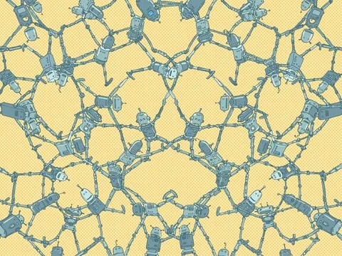 Neural networks Communication of artificial intelligence between its parts Stock Illustration