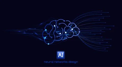 Neural networks design, artificial intelligence concept, vector template Stock Illustration