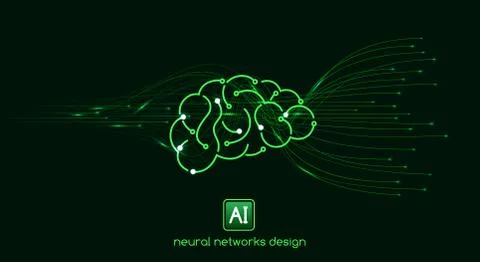 Neural networks design, artificial intelligence concept, vector template Stock Illustration