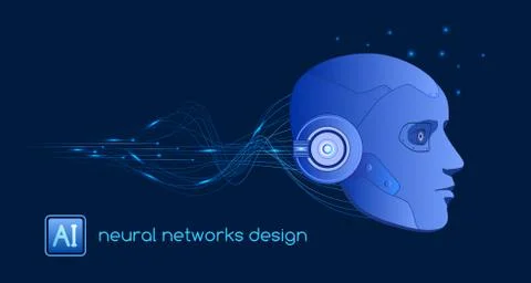 Neural networks design, artificial intelligence concept, vector template Illustrazione stock