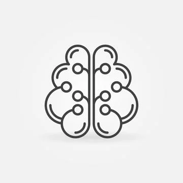 Neural Networks in Human Brain vector concept outline icon Stock Illustration