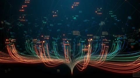 Neural networks simulated machine deep learning AI artificial intelligence Stock Footage 171092610