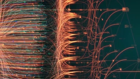 Neural networks simulated machine deep learning AI artificial intelligence Video stock 171094261