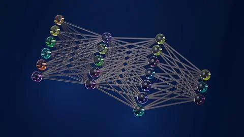 Neural Pathways: Spheres Representing Connected Neurons, 3D rendering Stock Illustration