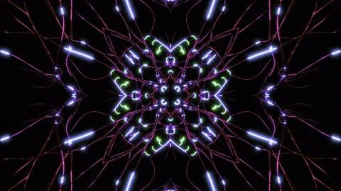 Neural pattern with bright pulses. Design. Bright mandala-style pattern and Illustrazione stock