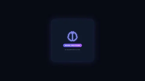 Neural Processing AI Brain Status Card, Machine Learning Interface Graphic Stock Footage 345615707