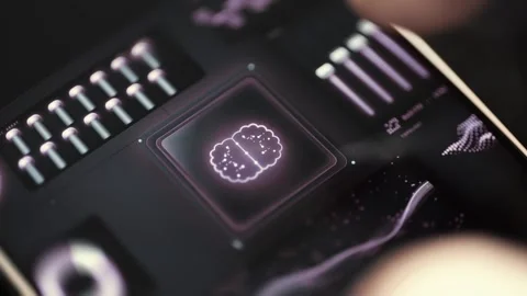 Neural Processor Dashboard with Performance Sliders Stock Footage 341866027