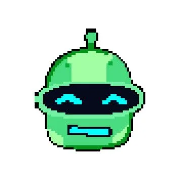 Neural robot head pixel art vector illustration Stock Illustration