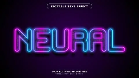Neural Text effect editable text Modern futuristic style Vector editable te.. Stock Illustration