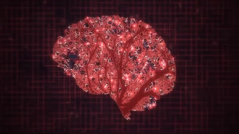 Neural Tree Red Branching Data Network Loop Stock Footage 343510694