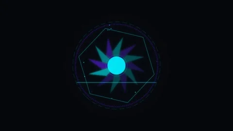 Neural Video Synthesis Core with Rotating Aperture and Glowing Data Streams Видео 346130793