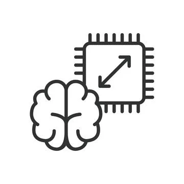 Neuro intelligence chip expansion, icon in line design. neuro, intelligence Stock Illustration