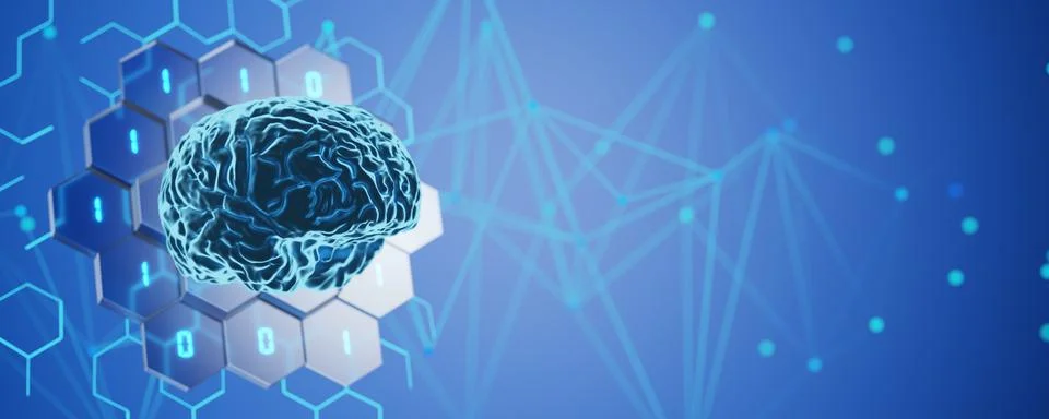 Neuro interface. Artificial brain. Artificial intelligence microprocessor. .. Illustrazione stock