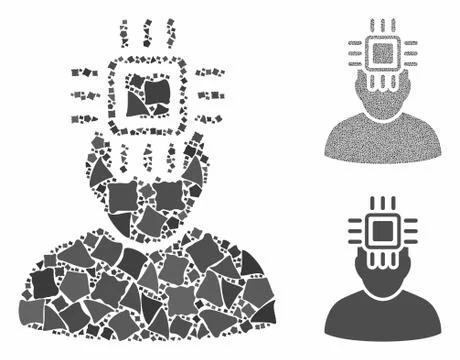 Neuro interface Composition Icon of Irregular Items 스톡 일러스트