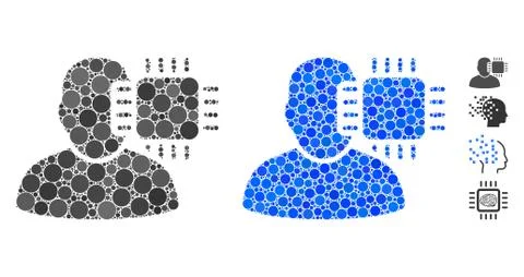 Neuro Interface Composition Icon of Round Dots 스톡 일러스트