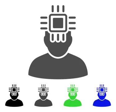 Neuro Interface Flat Icon Stock Illustration
