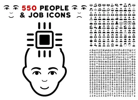 Neuro Interface Icon with Bonus Stock Illustration