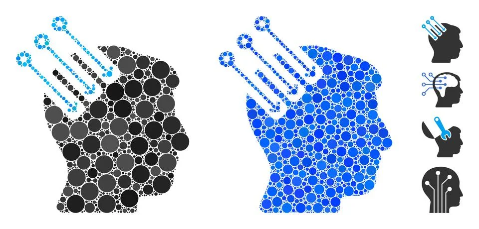 Neuro Interface Mosaic Icon of Round Dots 스톡 일러스트