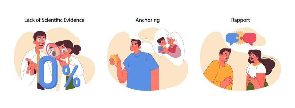 Neuro-linguistic programming elements set. Flat vector illustration 스톡 일러스트