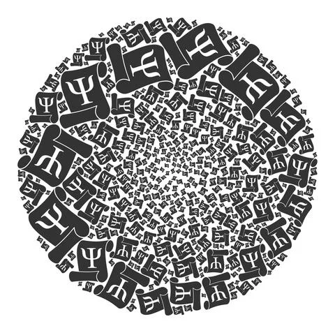 Neuro-Linguistic Programming Icon Round Bubble Collage Stock Illustration