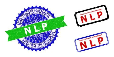 NEURO-LINGUISTIC PROGRAMMING N L P Rosette and Rectangle Bicolor Stamps with  Stockillustratie