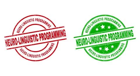 NEURO-LINGUISTIC PROGRAMMING Round Seals Using Corroded Surface Illustrazione stock