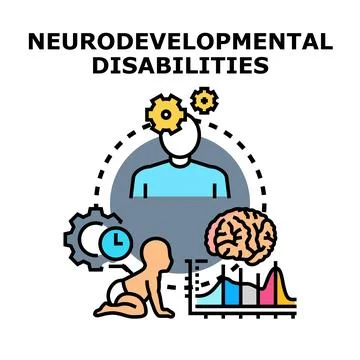 Neurodevelopmental disabilities affecting child brain development Stock Illustration