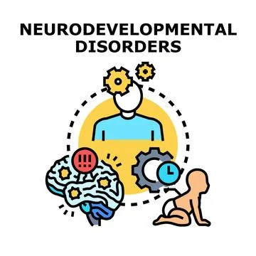 Neurodevelopmental disorders affecting childhood brain development icon Stock Illustration