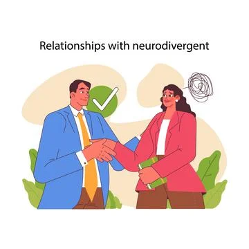 Neurodivergent relationships. Flat vector illustration Stock Illustration