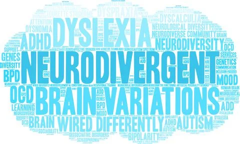Neurodivergent Word Cloud Stock Illustration