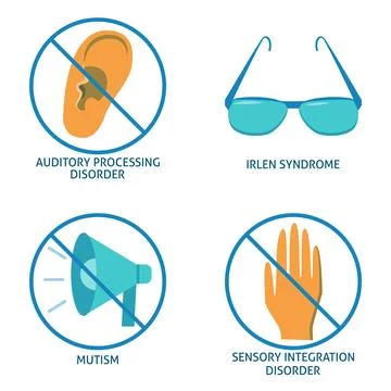 Neurodiversity symbols flat icon set Illustration