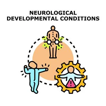 Neurological developmental conditions representing human brain health issues Stock Illustration