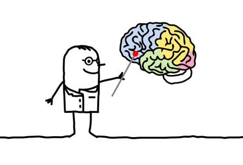 Neurologist with brain Stock Illustration
