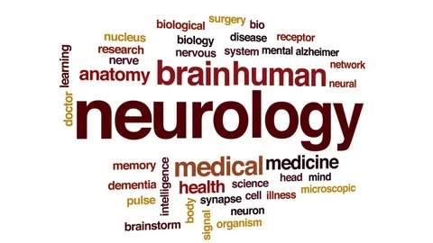 Neurology animated word cloud, text design animation. Stock Footage