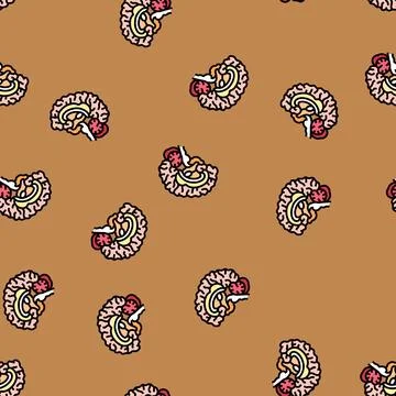 Neurology brain vector seamless pattern Stock Illustration