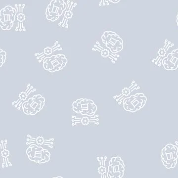 Neuromarketing technology line seamless pattern Stock Illustration